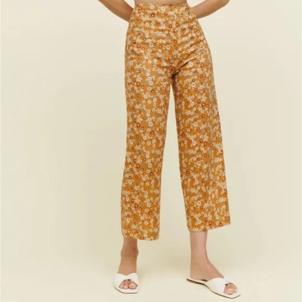 Reformation Ronan Linen Floral Wide Leg Pants Size 0‎